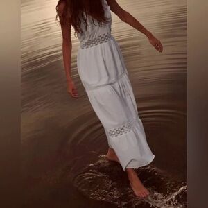 Zara Embroidered Lace Poplin Dress White Size L | Cottagecore Boho